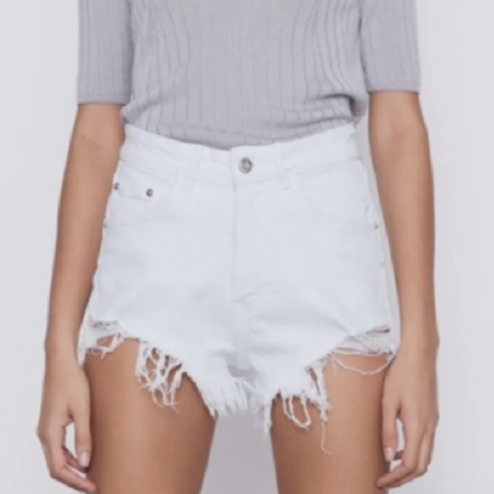 Zara white denim shorts